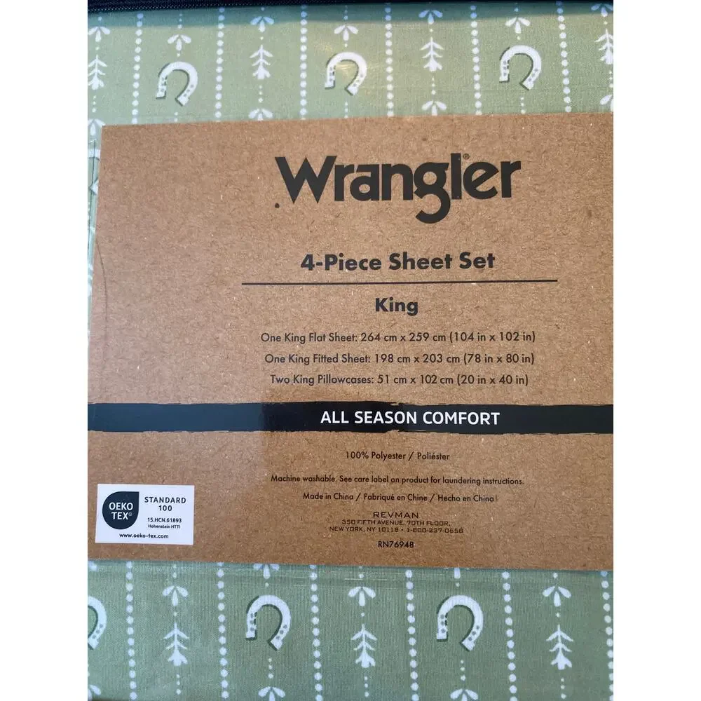 Wrangler Stables Stripe Green 4 pc King Sheet Set
